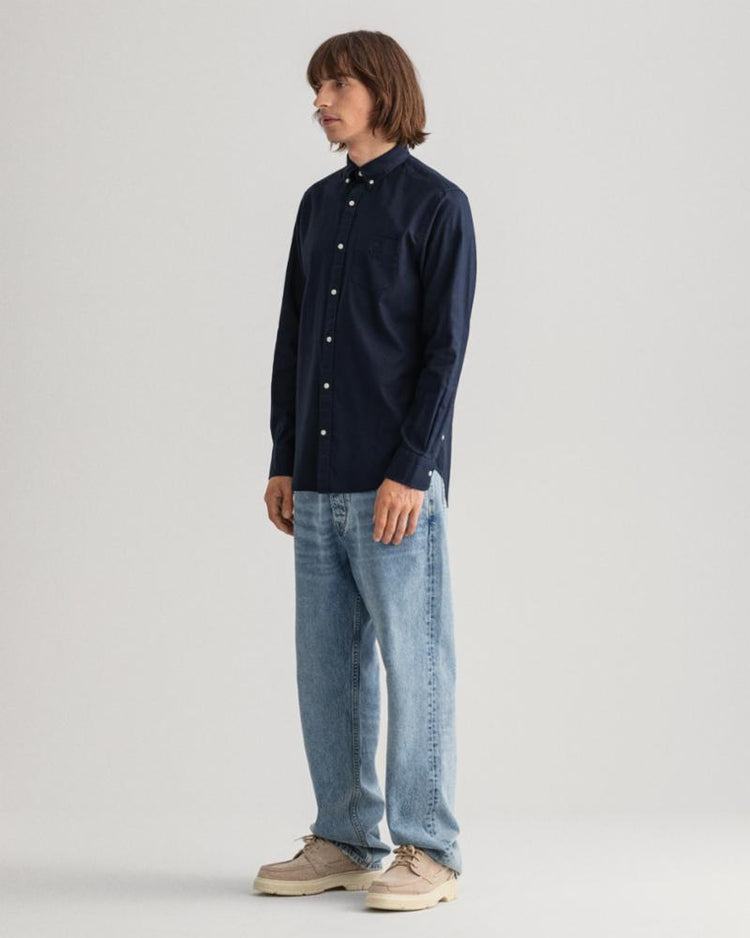 Gant Apparel Mens REG GMNT DYED BASKET WEAVE BD 433/EVENING BLUE