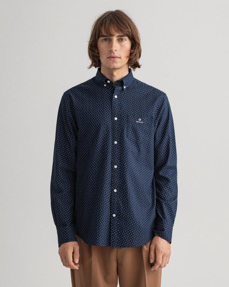 Gant Apparel Mens REG MICRO PRINT OXFORD BD 433/EVENING BLUE