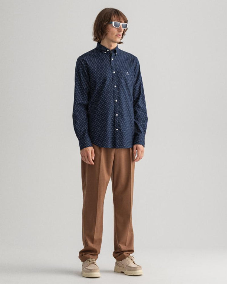Gant Apparel Mens REG MICRO PRINT OXFORD BD 433/EVENING BLUE