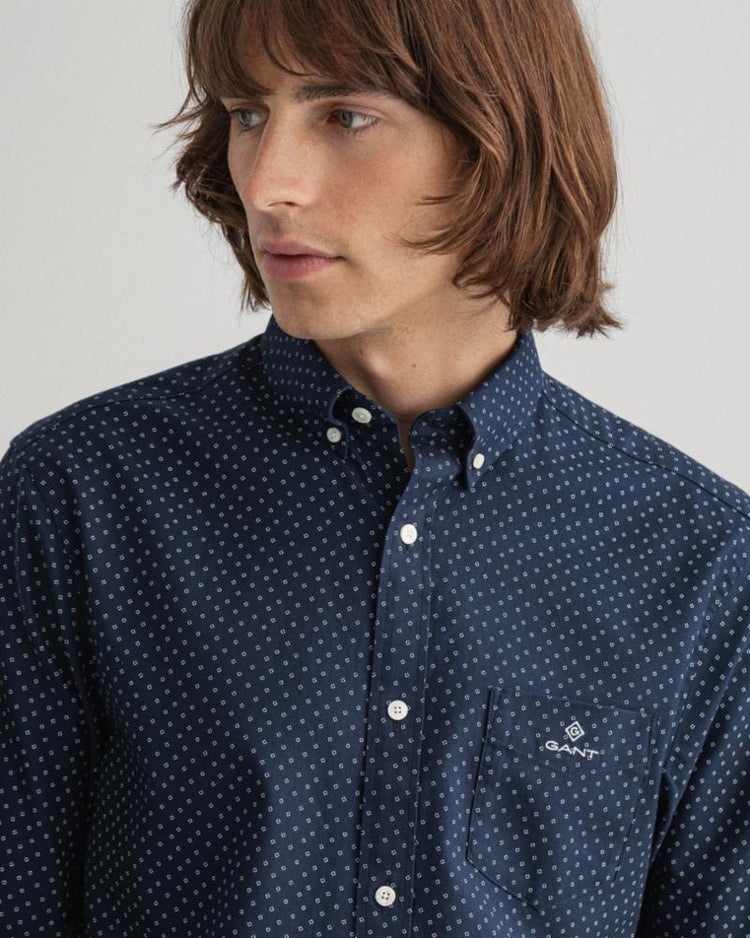 Gant Apparel Mens REG MICRO PRINT OXFORD BD 433/EVENING BLUE