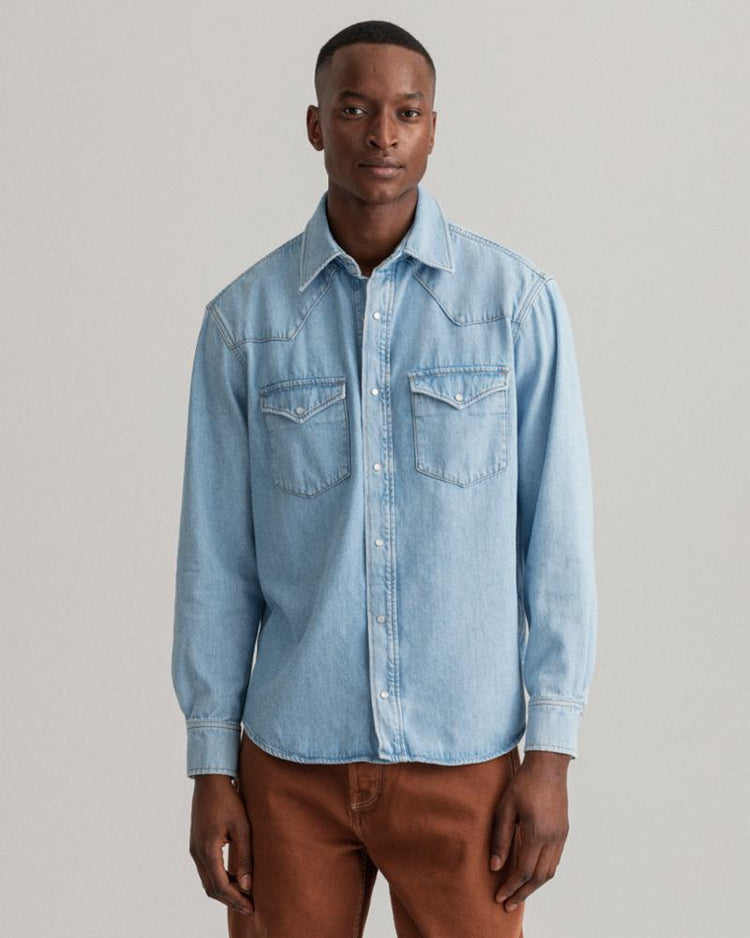 Gant Apparel Mens REL DENIM WESTERN TOWN 991/LIGHT BLUE WORN IN