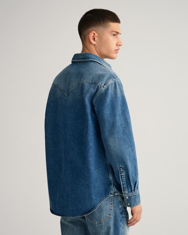 Gant Apparel Mens REL DENIM WESTERN TOWN 973/MID BLUE VINTAGE