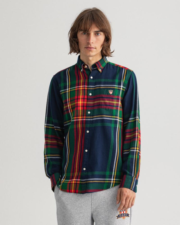 Gant Apparel Mens REG FLANELL BANNER SHIELD BD 433/EVENING BLUE