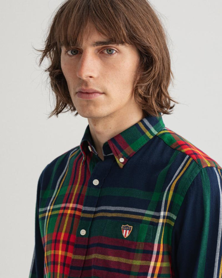 Gant Apparel Mens REG FLANELL BANNER SHIELD BD 433/EVENING BLUE