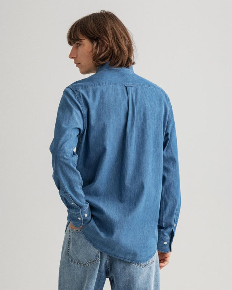 Gant Apparel Mens REG INDIGO BANNER SHIELD BD 980/SEMI LIGHT BLUE