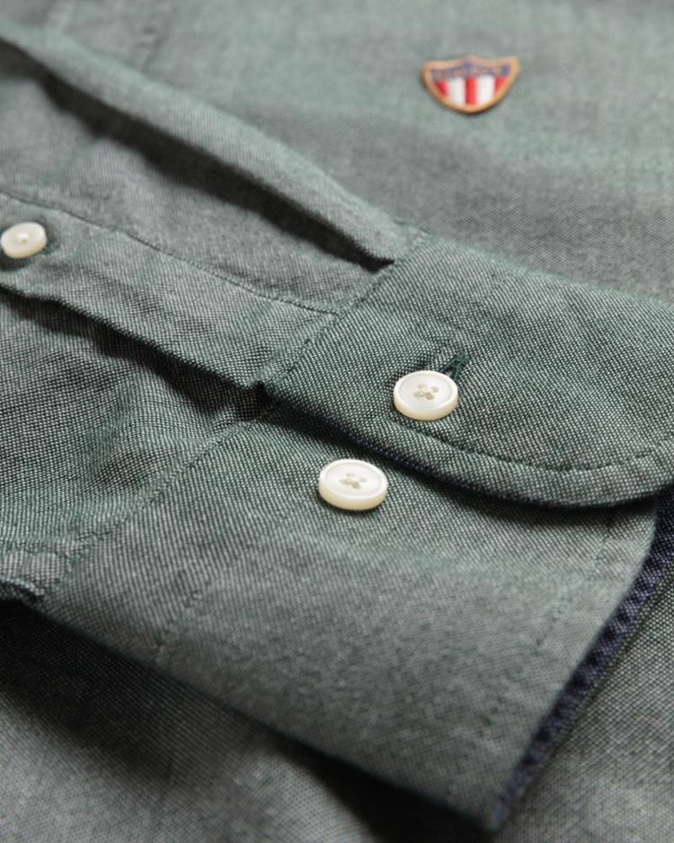 Gant Apparel Mens REG OXF GANT BANNER SHIELD BD 374/TARTAN GREEN