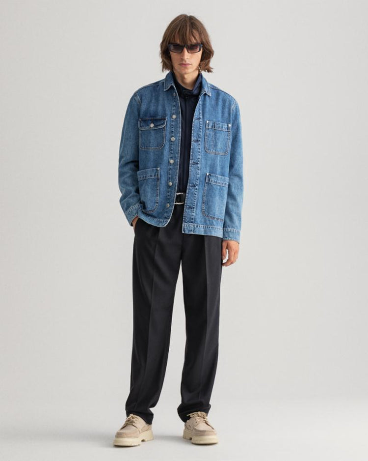 Gant Apparel Mens DENIM OVERSHIRT TOWN 992/LIGHT BLUE BROKEN IN