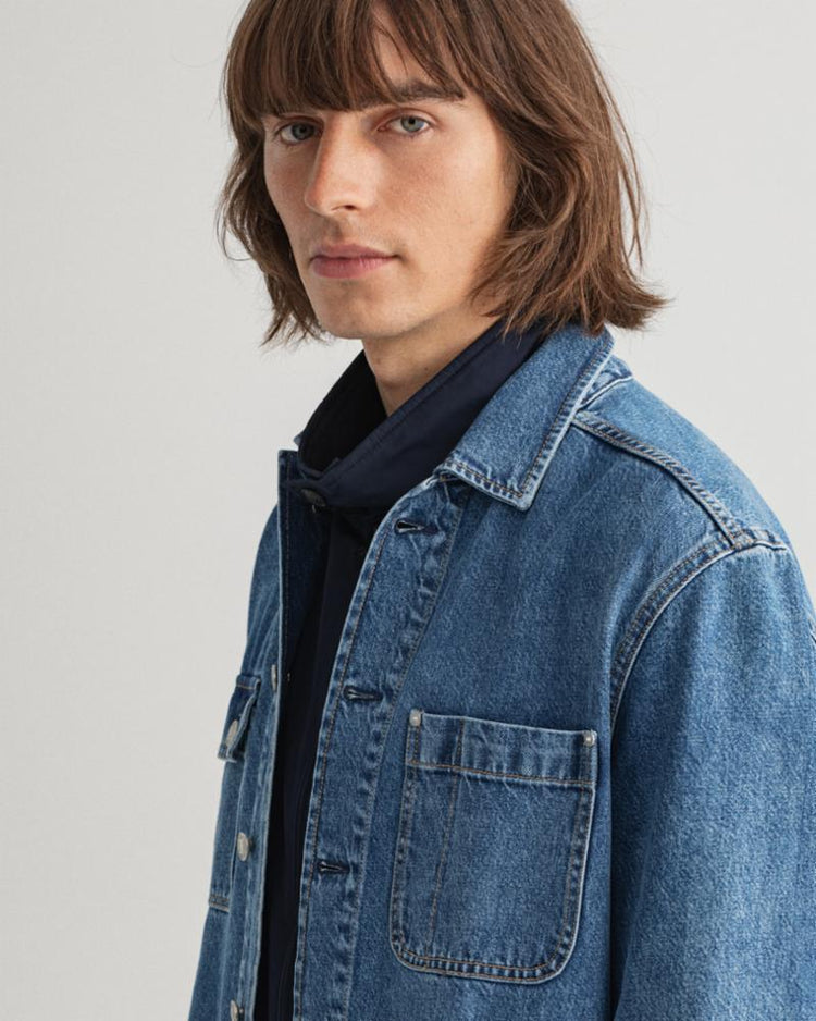 Gant Apparel Mens DENIM OVERSHIRT TOWN 992/LIGHT BLUE BROKEN IN