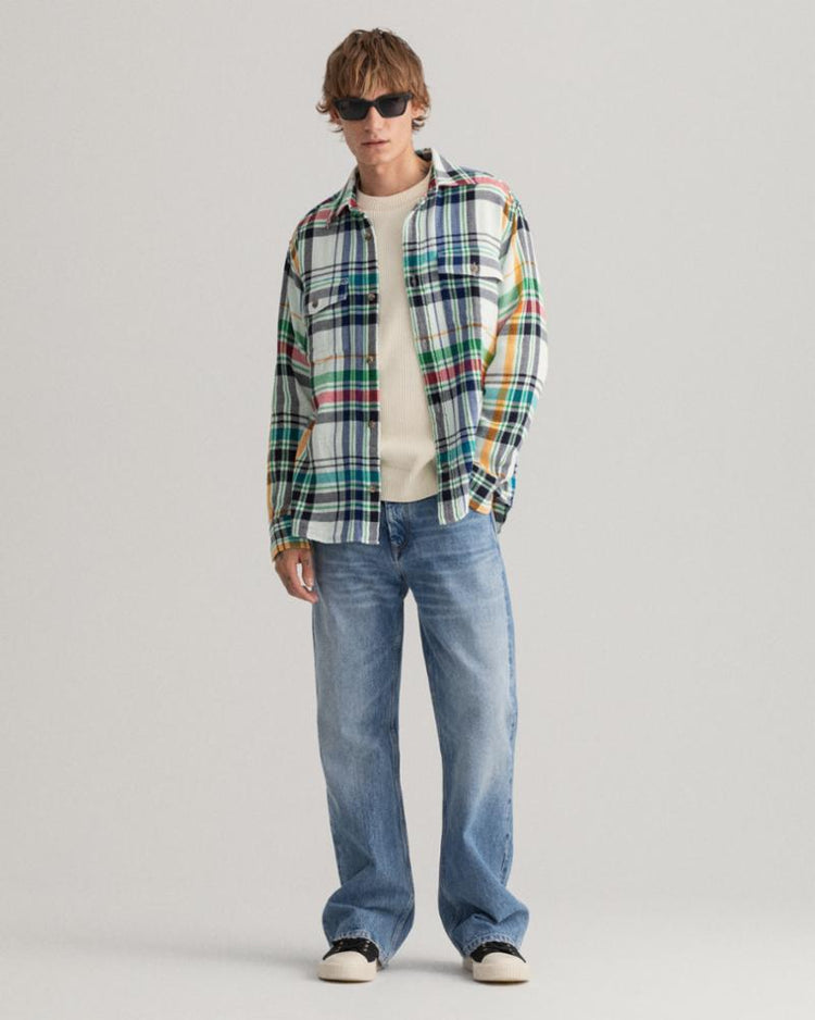 Gant Apparel Mens BIG CHECK OVERSHIRT 108/CAULK WHITE