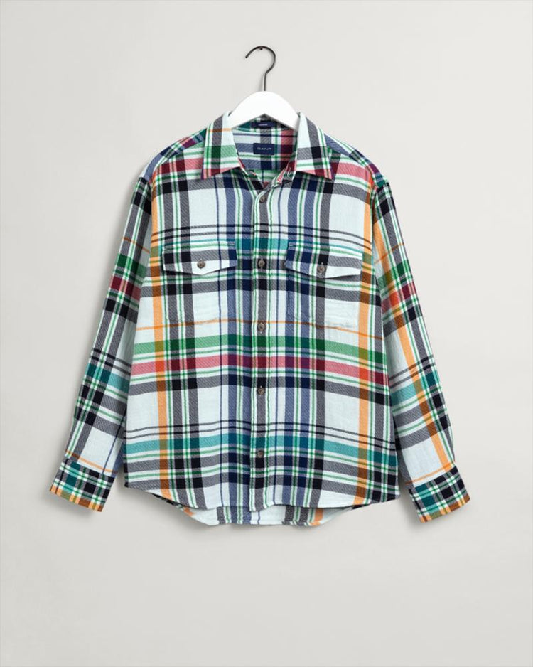 Gant Apparel Mens BIG CHECK OVERSHIRT 108/CAULK WHITE