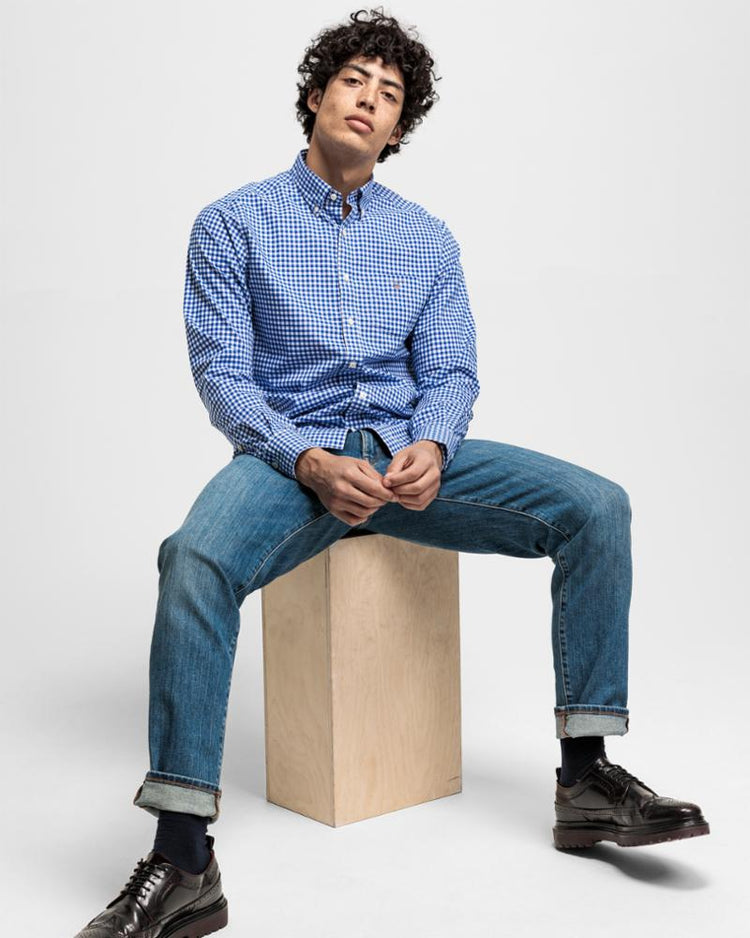 Gant Apparel Mens REG BROADCLOTH GINGHAM BD 436/COLLEGE BLUE