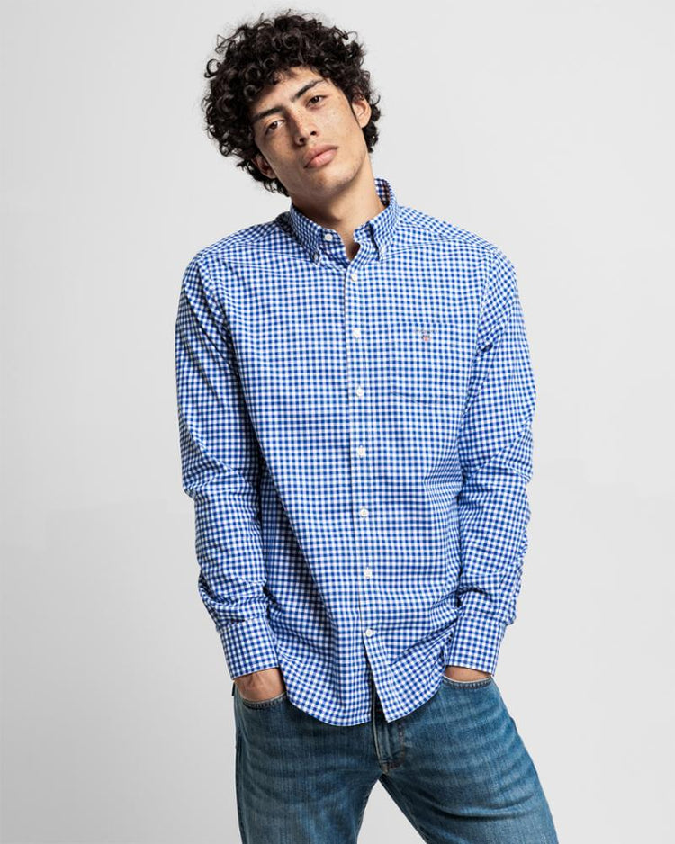 Gant Apparel Mens REG BROADCLOTH GINGHAM BD 436/COLLEGE BLUE
