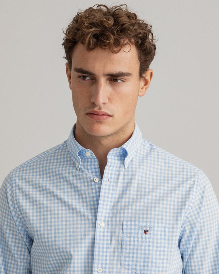 Gant Apparel Mens REG BROADCLOTH GINGHAM BD 468/CAPRI BLUE