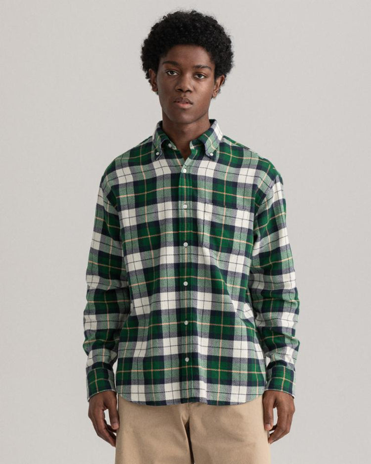 Gant Apparel Mens REL TEXTURE CHECK SHIRT BD 338/FOREST GREEN