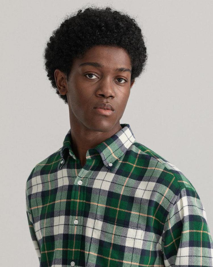 Gant Apparel Mens REL TEXTURE CHECK SHIRT BD 338/FOREST GREEN