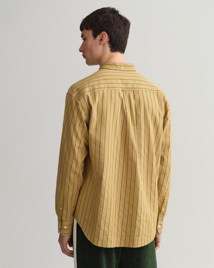 Gant Apparel Mens REL DOBBY STRIPE SHIRT 248/DARK KHAKI