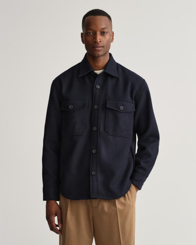 Gant Apparel Mens WOOL BLEND OVERSHIRT 433/EVENING BLUE