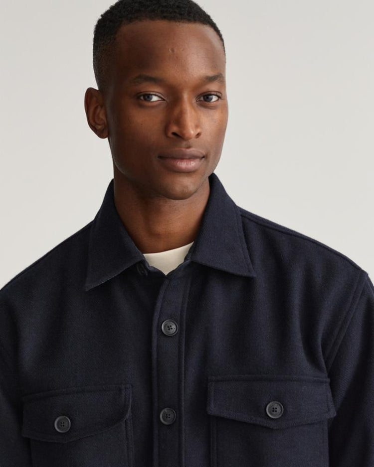 Gant Apparel Mens WOOL BLEND OVERSHIRT 433/EVENING BLUE