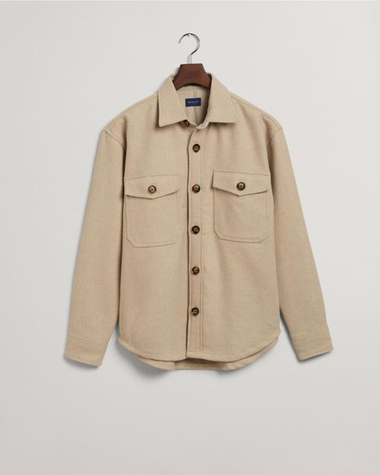 Gant Apparel Mens WOOL BLEND OVERSHIRT 291/LIGHT BEIGE MELANGE