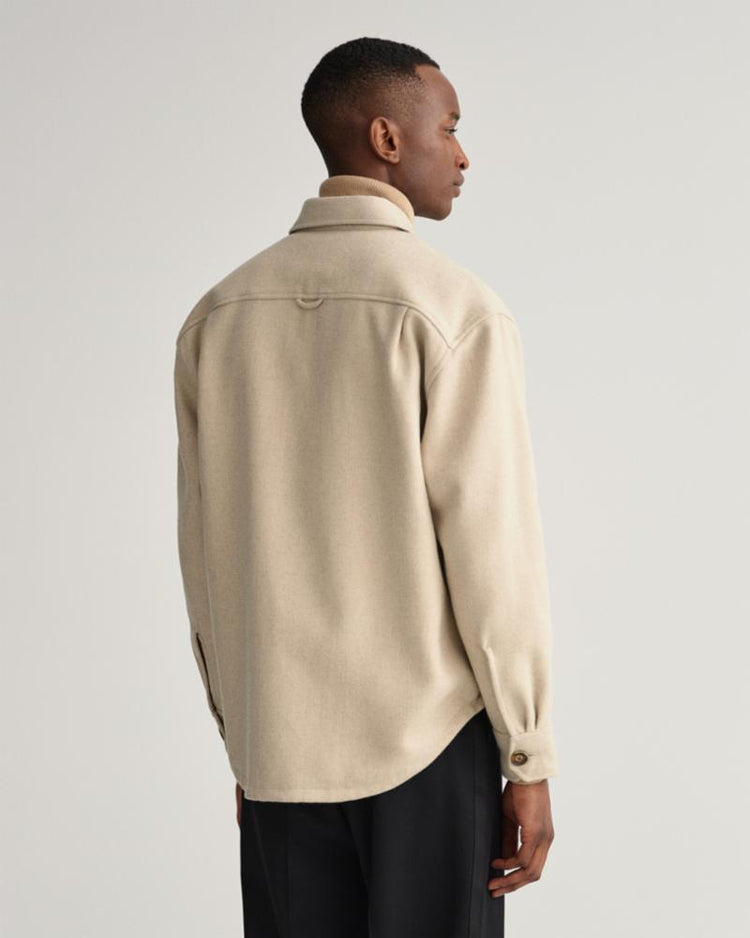 Gant Apparel Mens WOOL BLEND OVERSHIRT 291/LIGHT BEIGE MELANGE