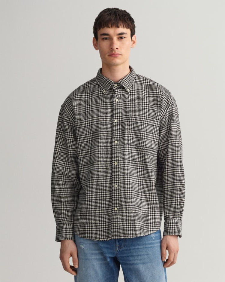 Gant Apparel Mens OS COTTON HOUNDSTOOTH SHIRT 5/BLACK
