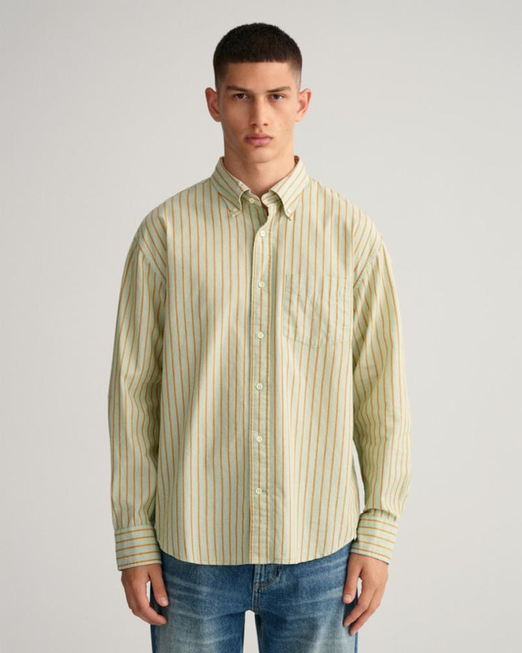 Gant Apparel Mens REL FIL A FIL STRIPE SHIRT 326/EUCALYPTUS GREEN