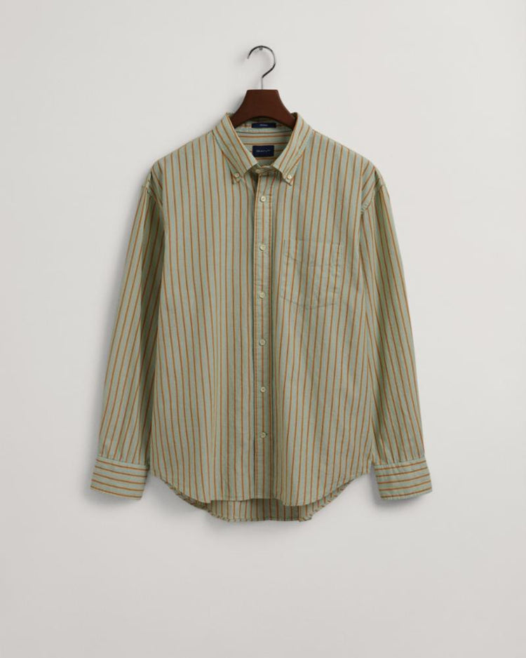 Gant Apparel Mens REL FIL A FIL STRIPE SHIRT 326/EUCALYPTUS GREEN
