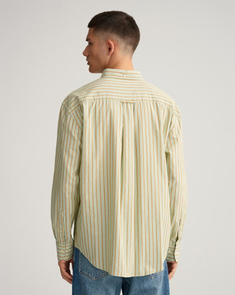 Gant Apparel Mens REL FIL A FIL STRIPE SHIRT 326/EUCALYPTUS GREEN