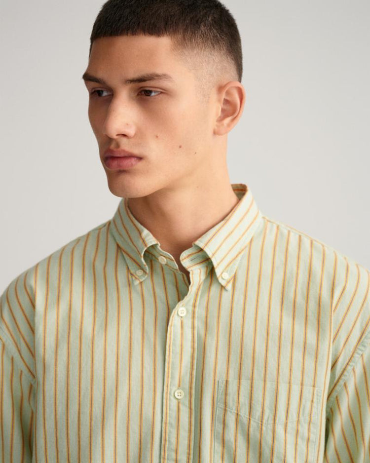 Gant Apparel Mens REL FIL A FIL STRIPE SHIRT 326/EUCALYPTUS GREEN