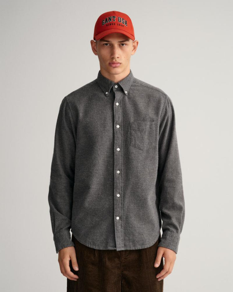 Gant Apparel Mens REG UT HERRINGBONE SHIRT 90/CHARCOAL MELANGE