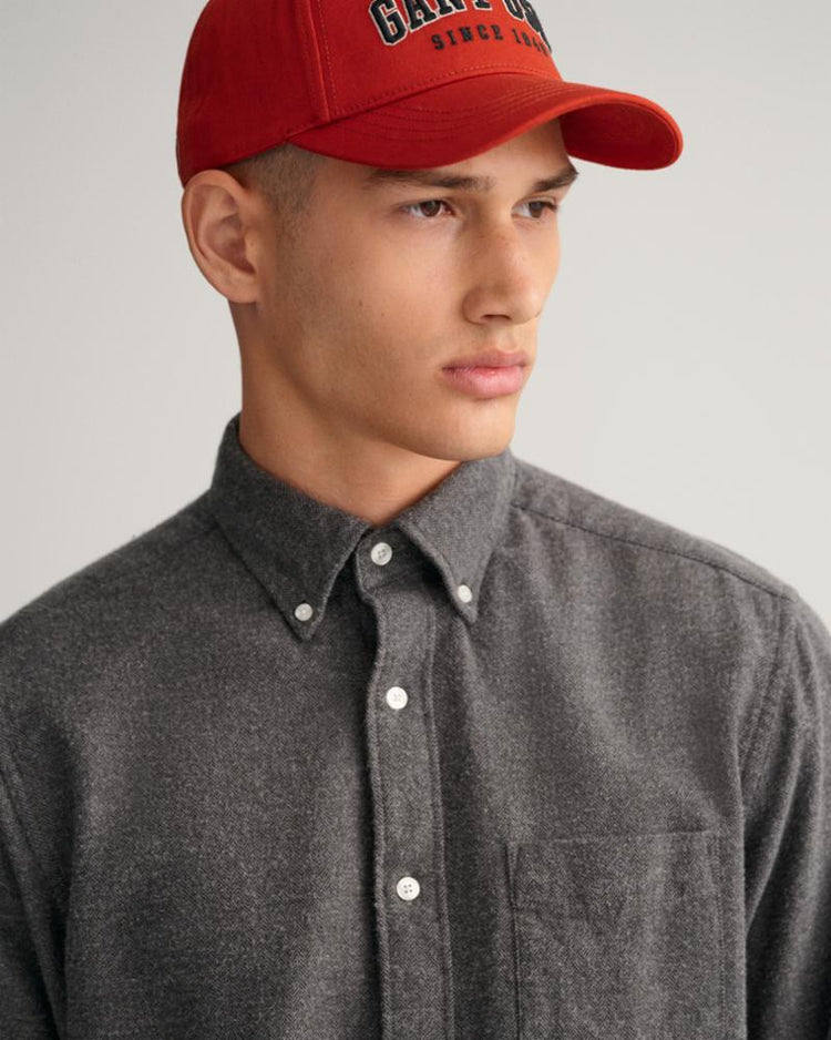Gant Apparel Mens REG UT HERRINGBONE SHIRT 90/CHARCOAL MELANGE