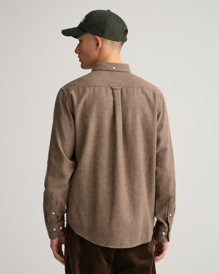 Gant Apparel Mens REG UT HERRINGBONE SHIRT 274/RICH BROWN