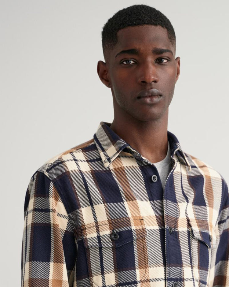 Gant Apparel Mens HEAVY TWILL CHECK OVERSHIRT 245/VINTAGE CREAM