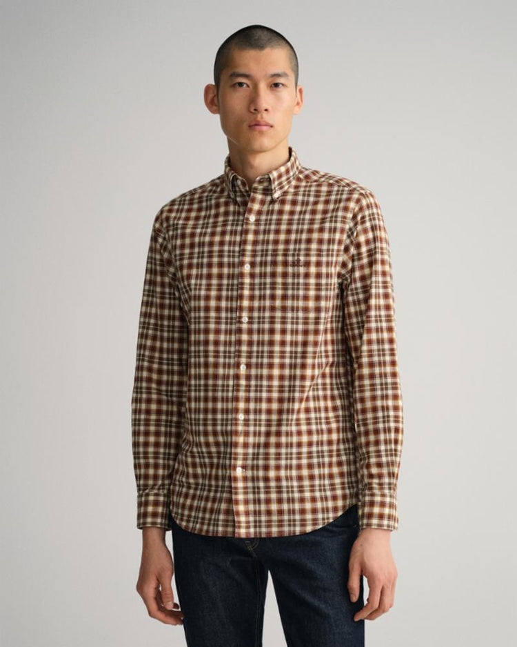 Gant Apparel Mens REG BROADCLOTH TARTAN SHIRT 276/COCOA BEAN