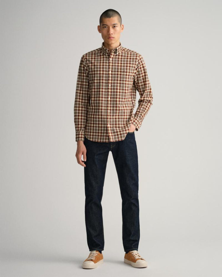 Gant Apparel Mens REG BROADCLOTH TARTAN SHIRT 276/COCOA BEAN