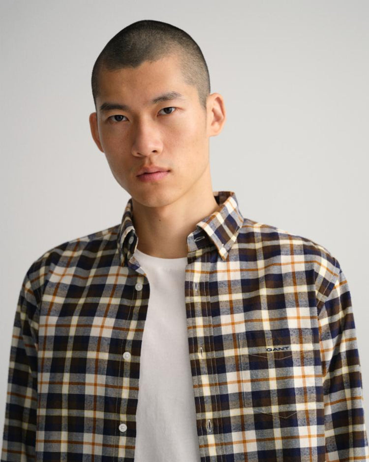 Gant Apparel Mens REG BRUSHED OXF TARTAN SHIRT 130/CREAM