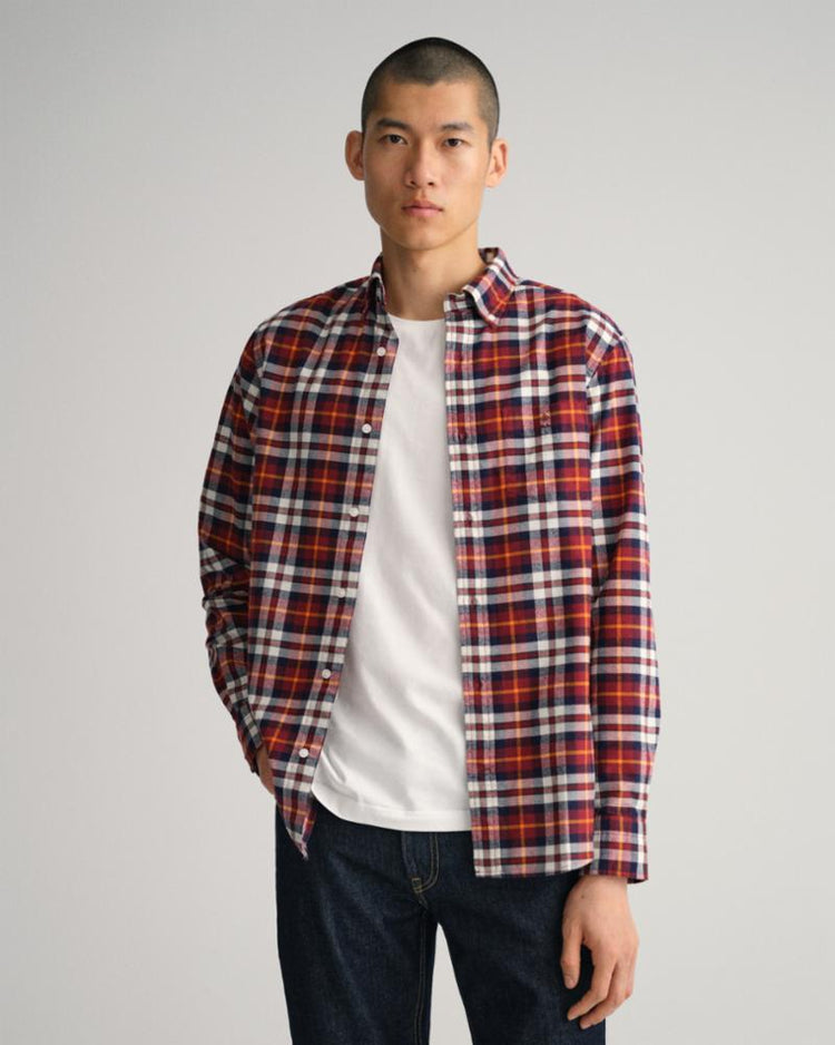 Gant Apparel Mens REG BRUSHED OXF TARTAN SHIRT 604/PLUMPED RED