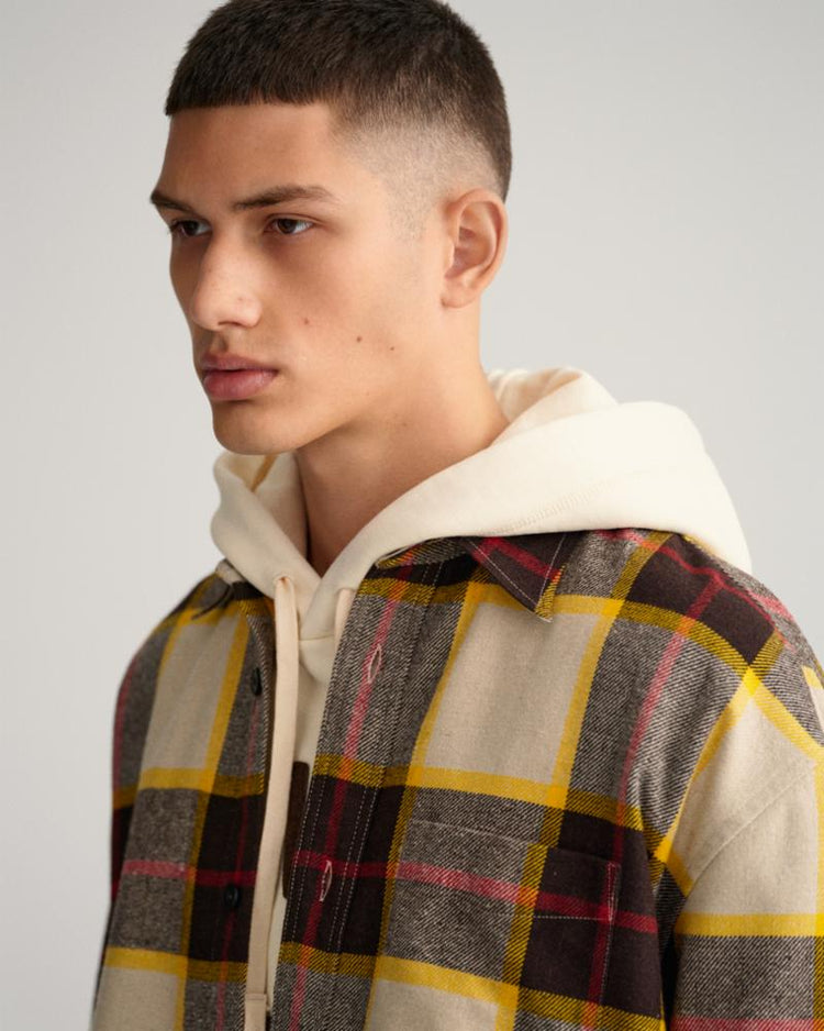 Gant Apparel Mens PLAID WOOL OVERSHIRT 274/RICH BROWN