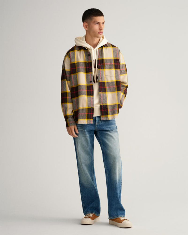 Gant Apparel Mens PLAID WOOL OVERSHIRT 274/RICH BROWN