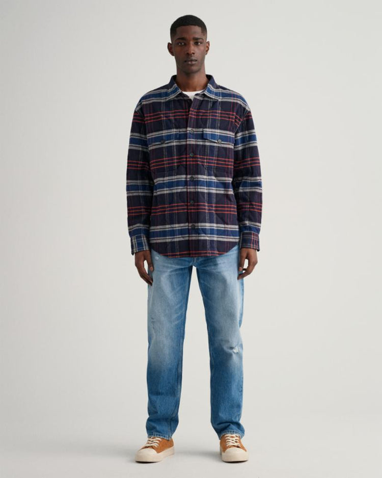 Gant Apparel Mens QUILTED FLANNEL OVERSHIRT 433/EVENING BLUE