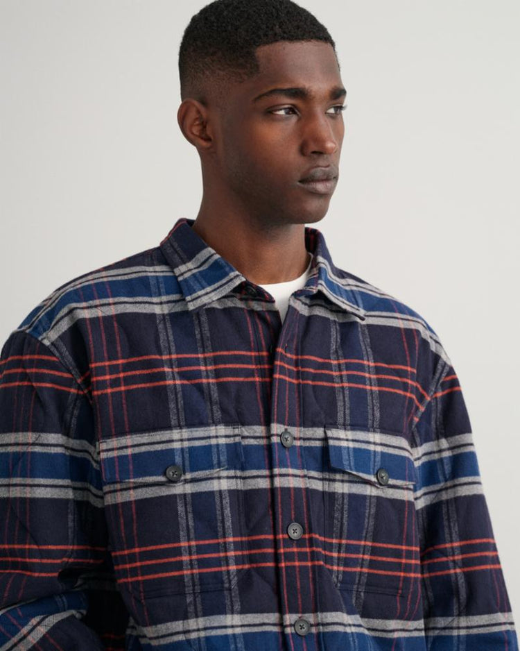 Gant Apparel Mens QUILTED FLANNEL OVERSHIRT 433/EVENING BLUE