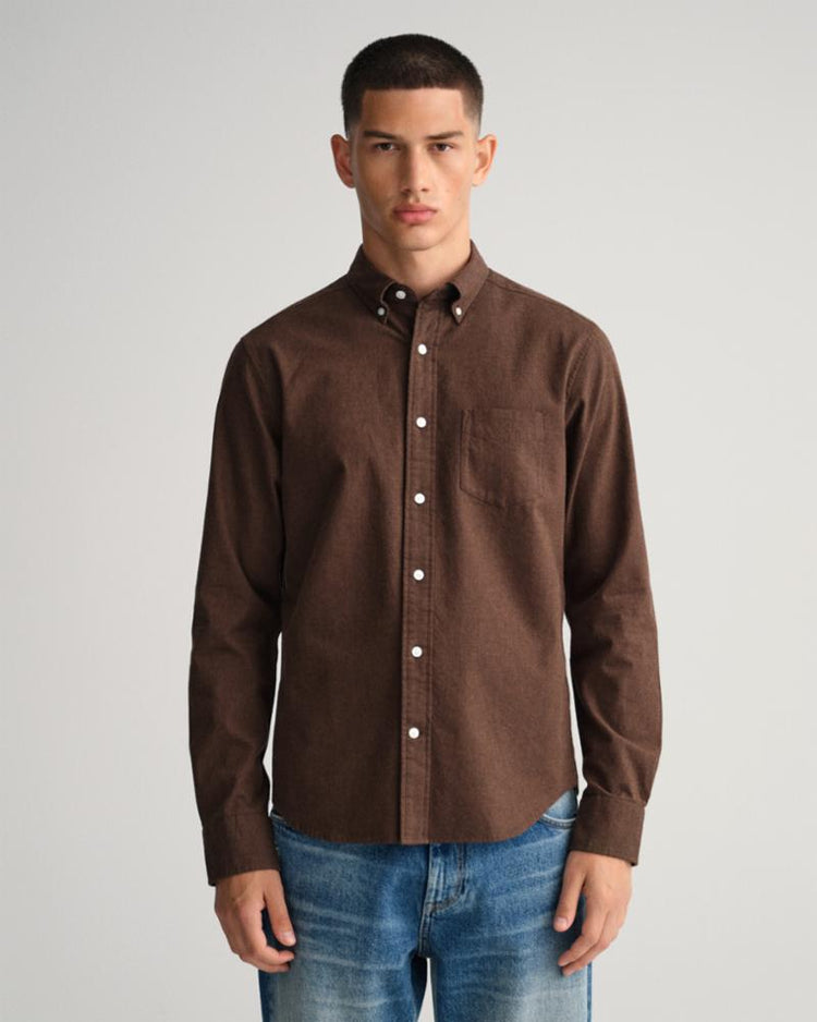 Gant Apparel Mens REG UT FLANNEL MELANGE SHIRT 274/RICH BROWN