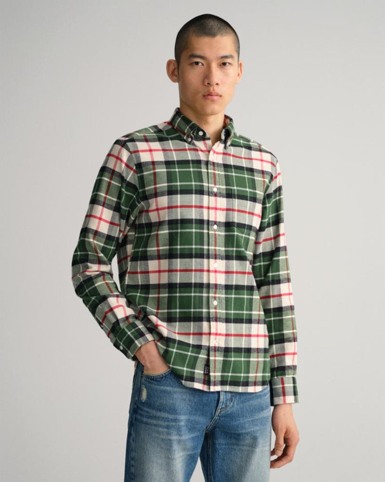 Gant Apparel Mens REG UT FLANNEL TARTAN SHIRT 338/FOREST GREEN