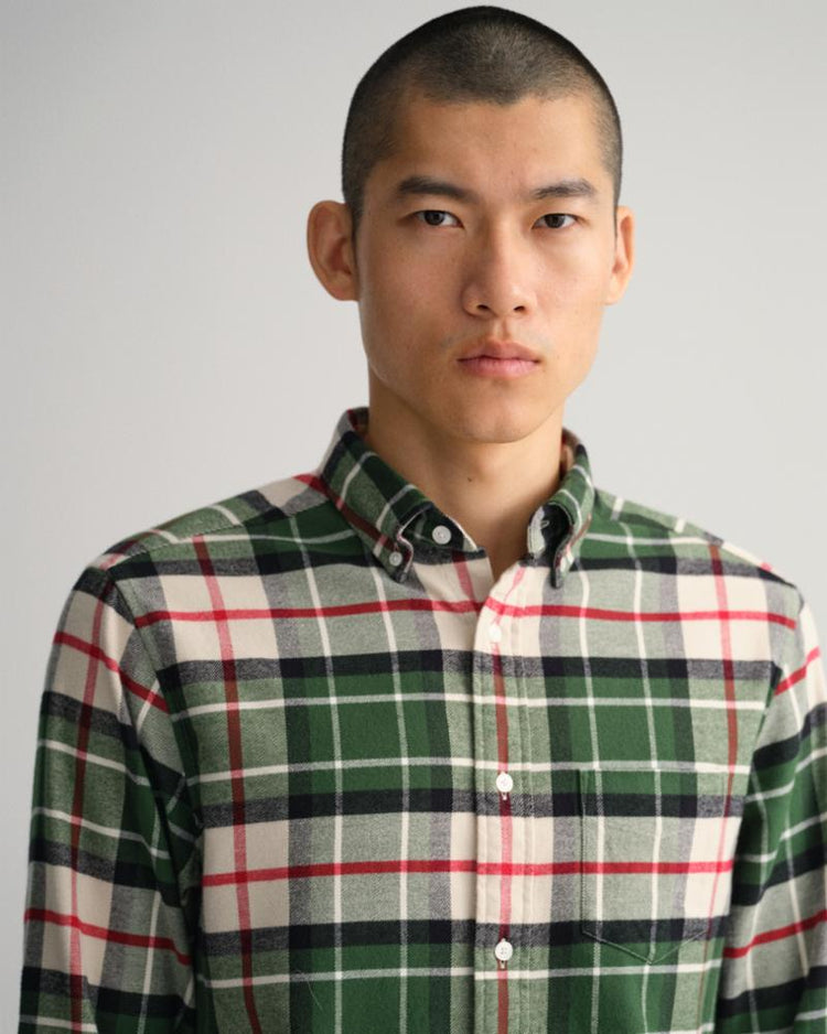 Gant Apparel Mens REG UT FLANNEL TARTAN SHIRT 338/FOREST GREEN