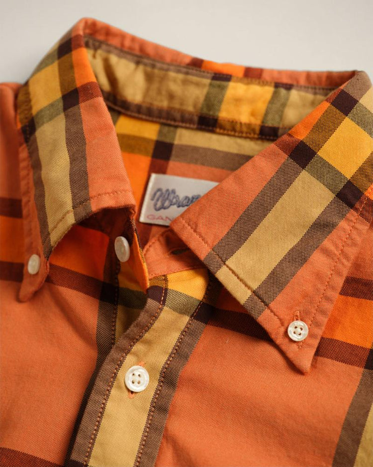 Gant Apparel Mens W. REL PLAID OXFORD SHIRT 806/RUSSET ORANGE