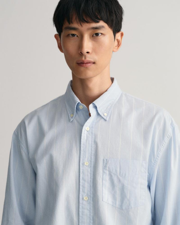 Gant Apparel Mens REL OXFORD PINSTRIPE SHIRT 406/WATERFALL BLUE