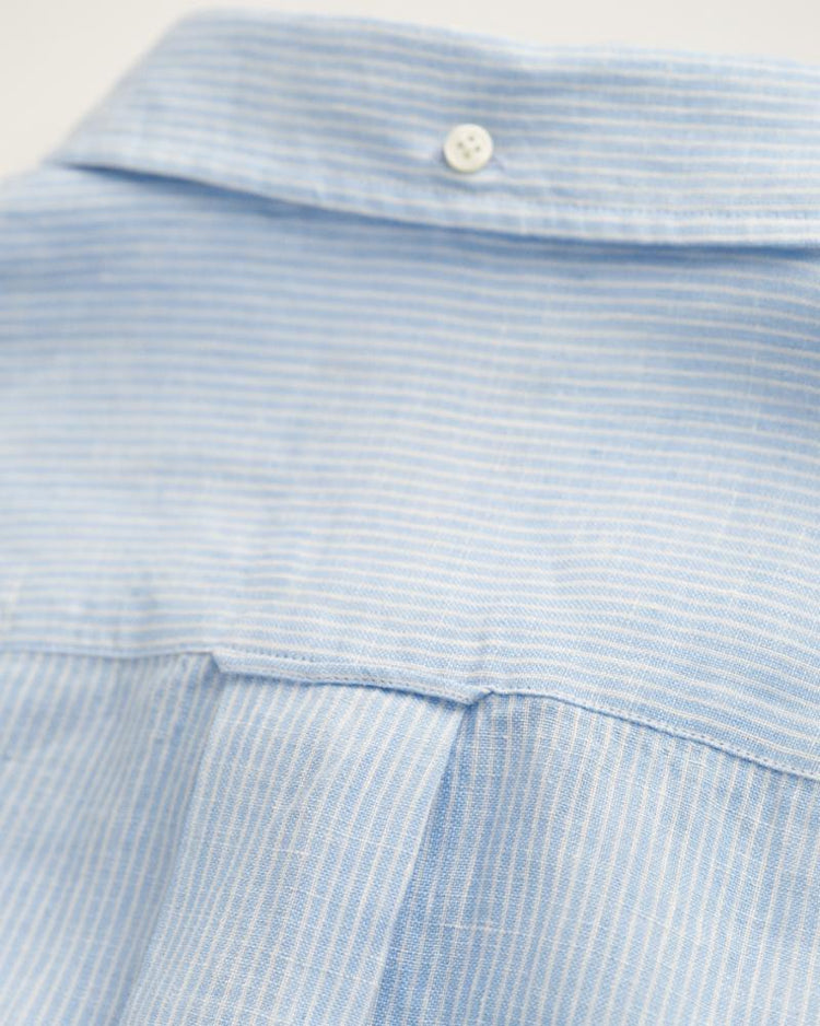 Gant Apparel Mens REG LINEN STRIPE SS SHIRT 468/CAPRI BLUE