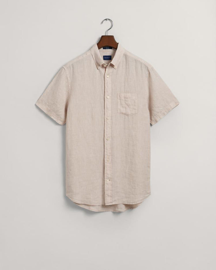 Gant Apparel Mens REG LINEN STRIPE SS SHIRT 277/DRY SAND
