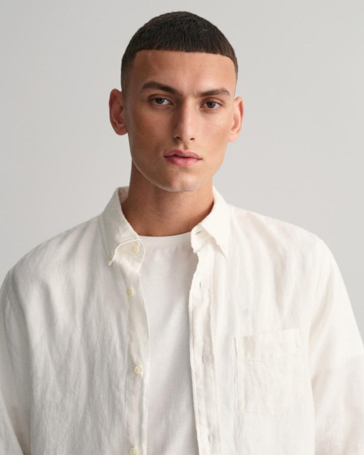Gant Apparel Mens REGULAR LINEN SHIRT 110/WHITE