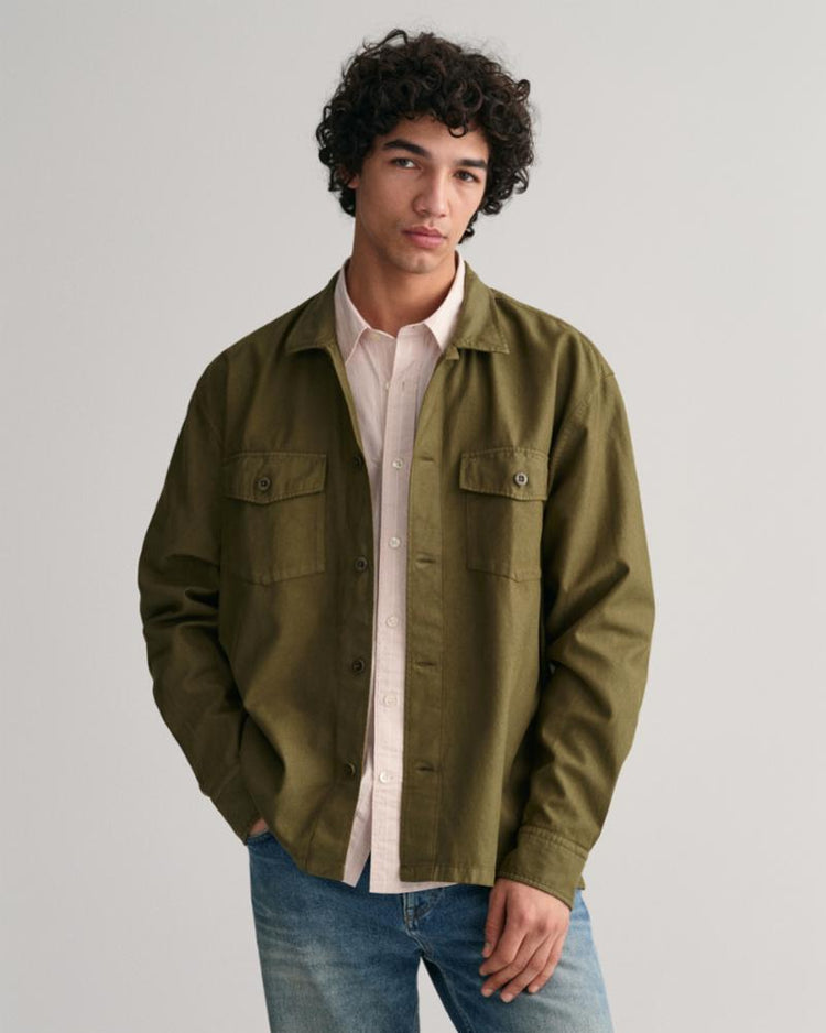 Gant Apparel Mens LIGHT TWILL OVERSHIRT 349/DARK CACTUS